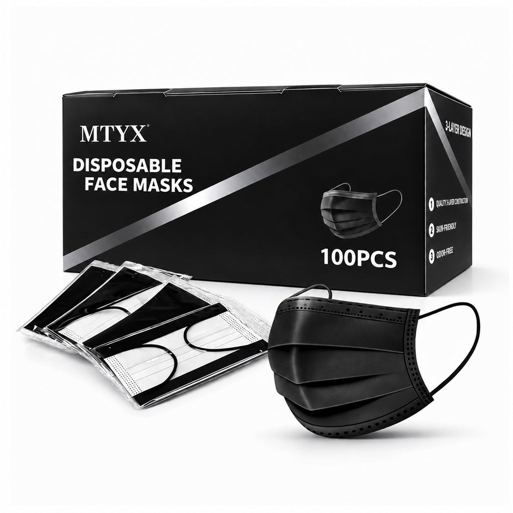 Black Disposable Face Masks — 100 Count
