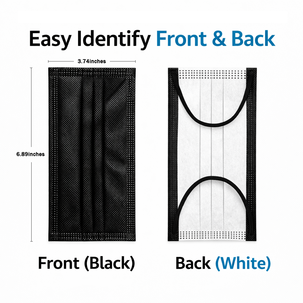 Black Disposable Face Masks — 100 Count