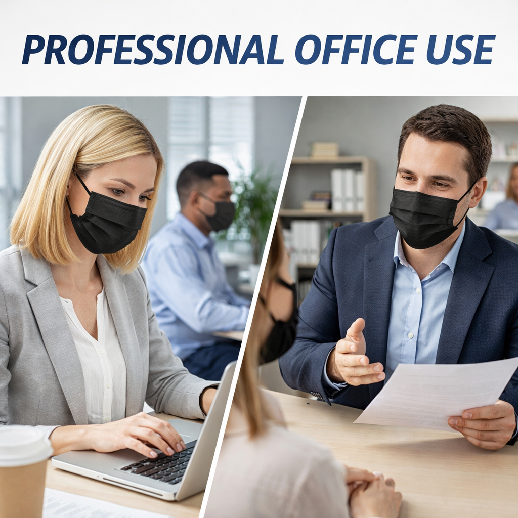 Black Disposable Face Masks — 100 Count